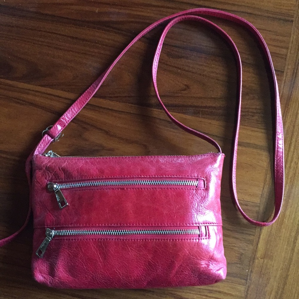 Stylish Pink Leather Crossbody Bag